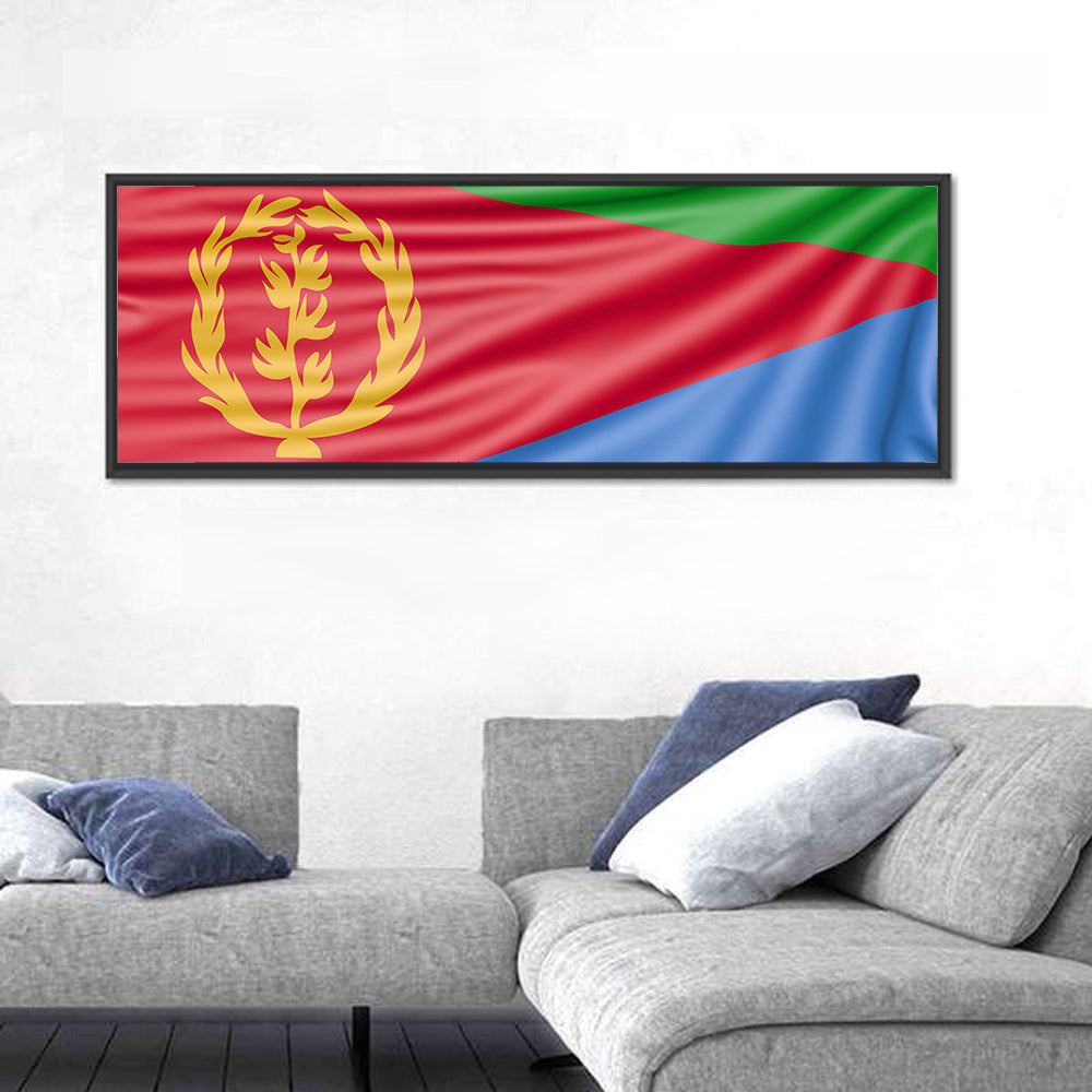 Flag of Eritrea Wall Art in a room, panoramic