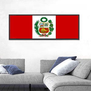 Peruvian Flag With National Emblem Wall Art