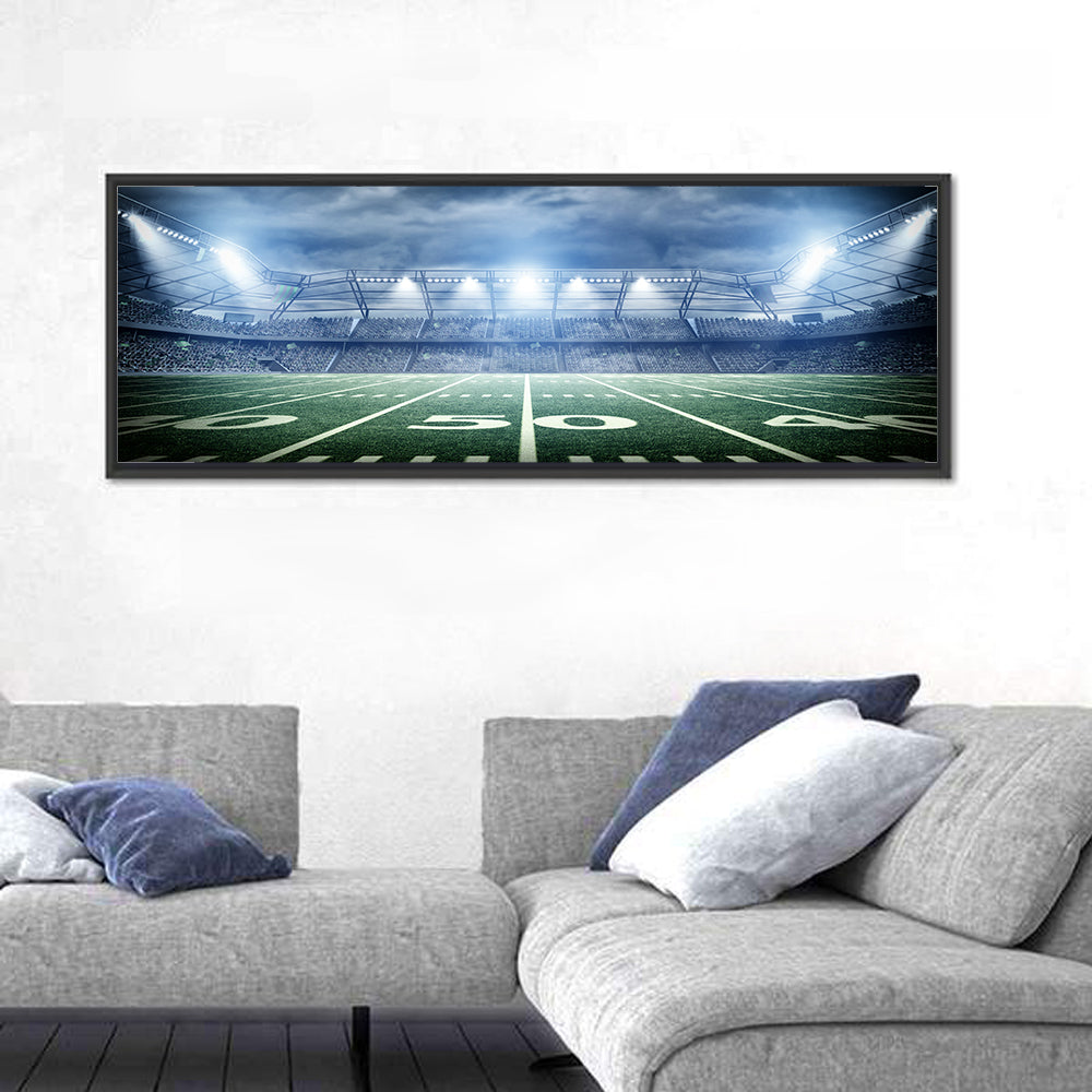 Floodlit Soccer Stadium at Night Wall Art