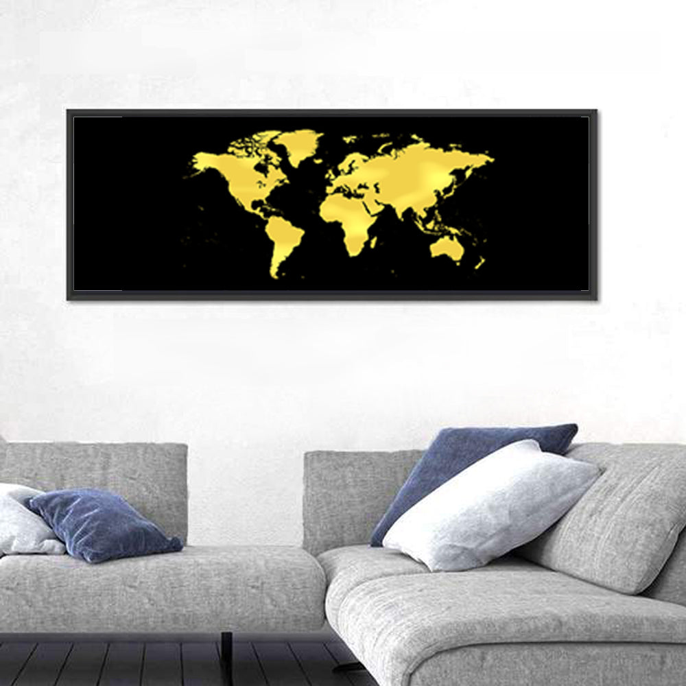 Metallic Gold World Map Wall Art