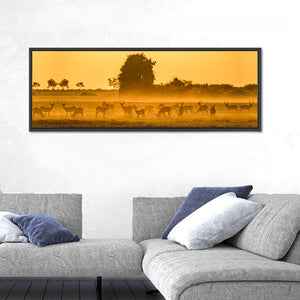 Antelope Group At Sunset Wall Art