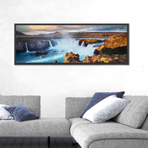 Godafoss Waterfall At Sunset Wall Art