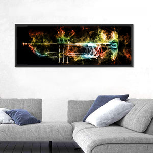 Smoke Billows Around Jazz Brass Trumpet Wall Art