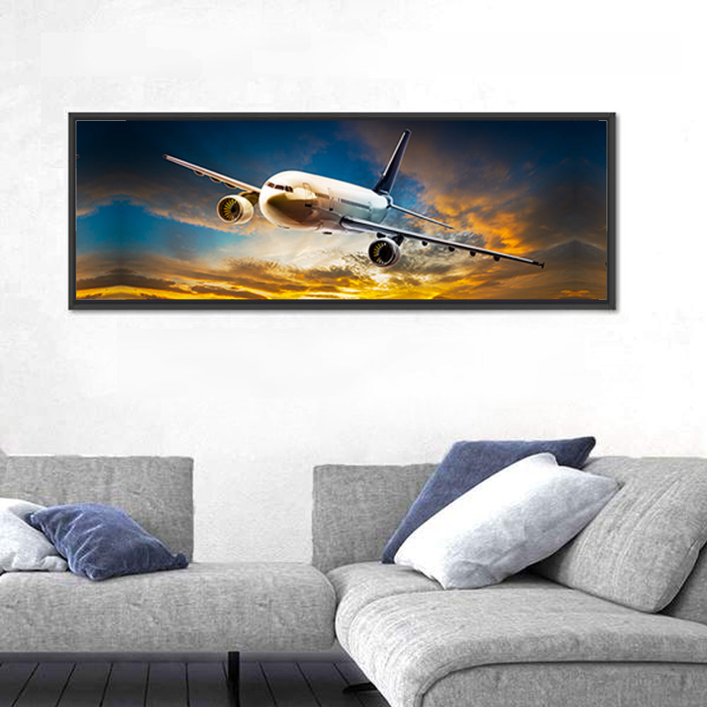 Jet Over Golden Cloudscape Wall Art