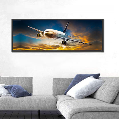 Jet Over Golden Cloudscape Wall Art