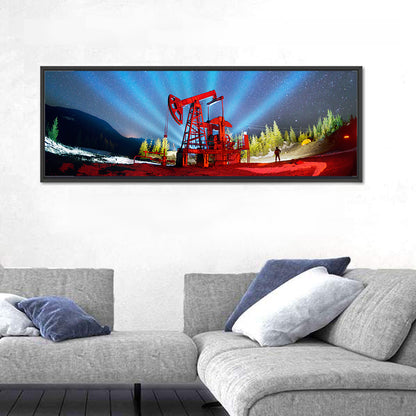 Starry Night Oil Pump Jack Wall Art