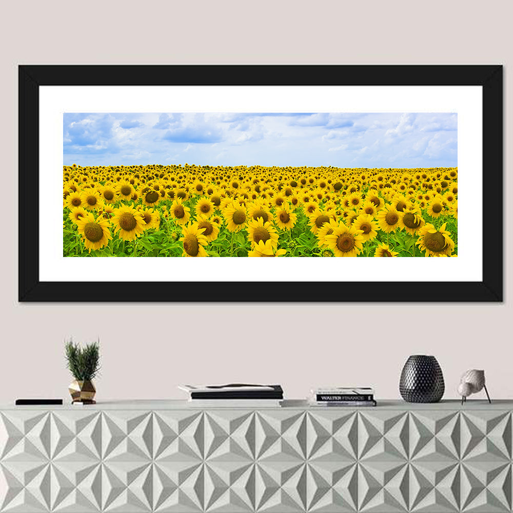 Sunflower Field Under Blue Sky Wall Art