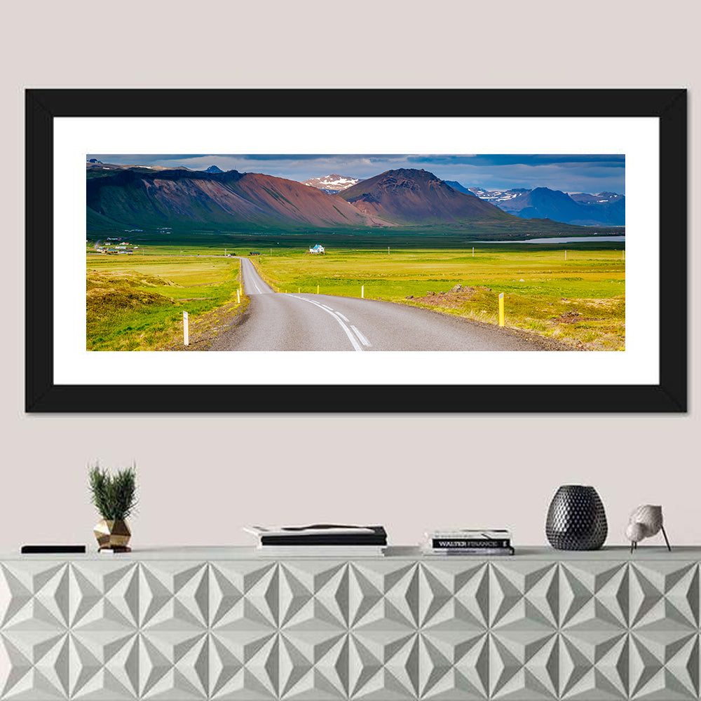 Icelandic Winding Road Toward Mountains Wall Art