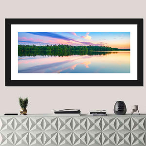 Colorful Sunset Over Forest Lake Wall Art