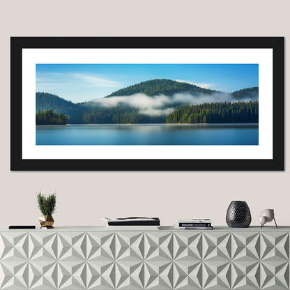 Misty Morning Over Mountain Lake Wall Art