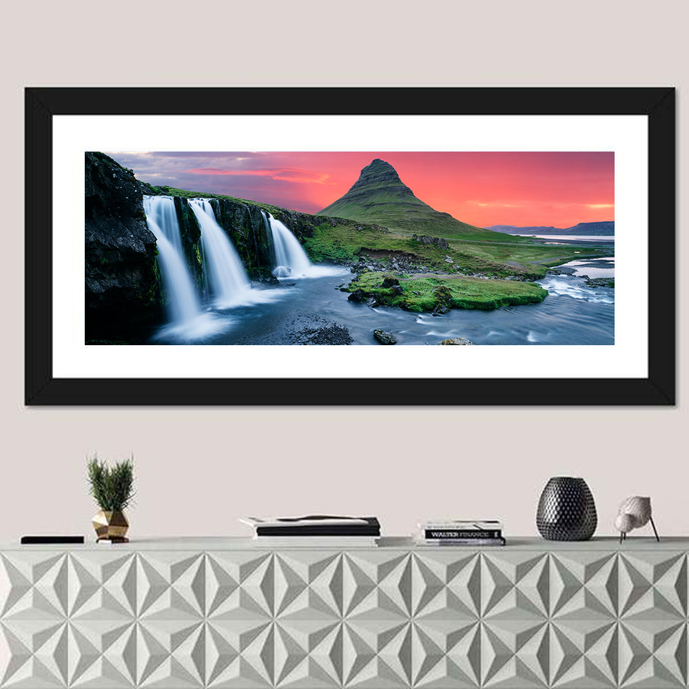 Kirkjufell Sunset with Kirkjufellsfoss Wall Art