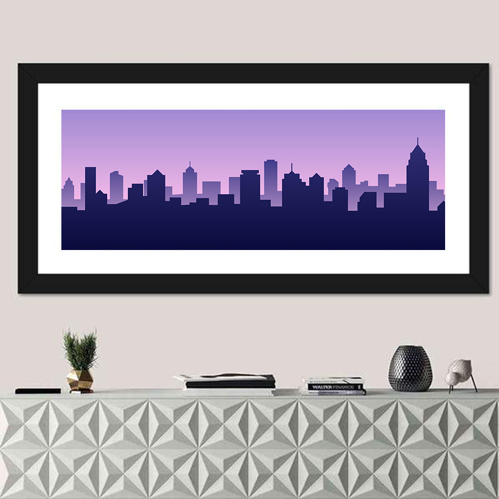 Purple American City Silhouette Wall Art