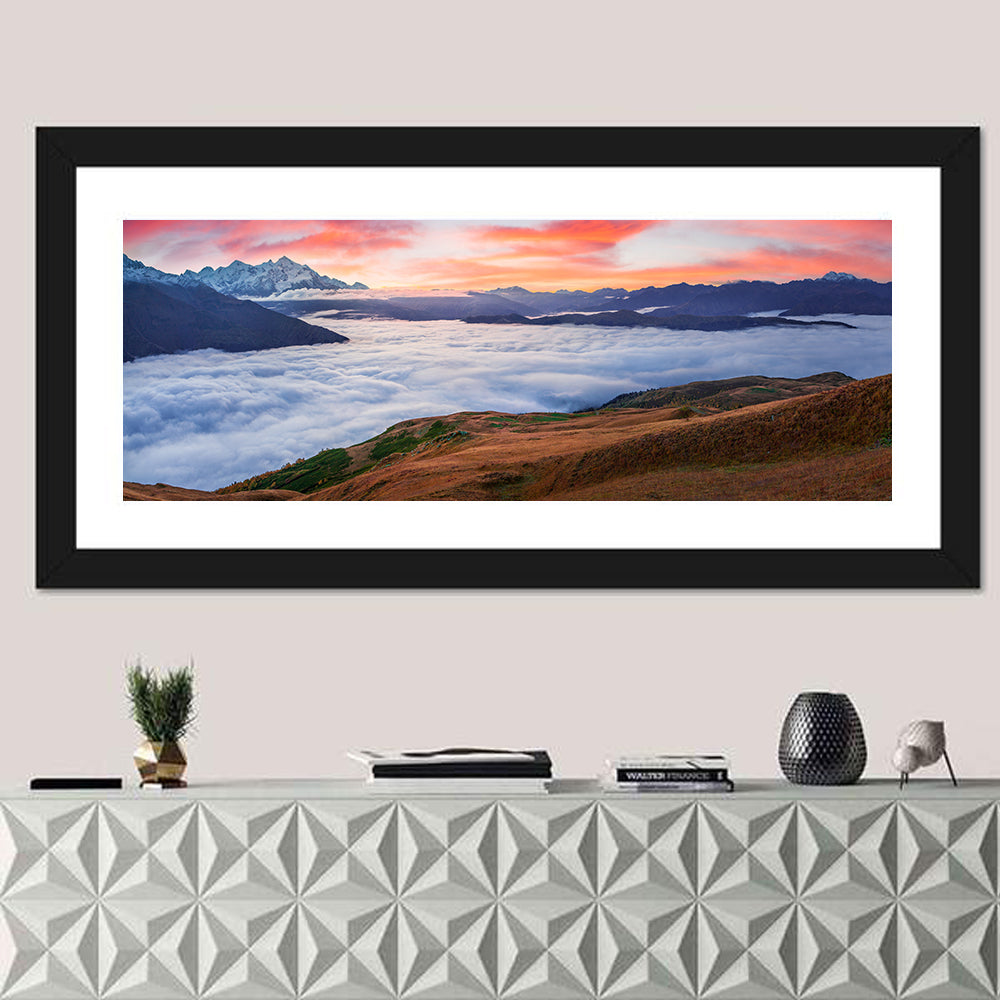 Mt Tetnuld Sunrise Over Clouds Wall Art