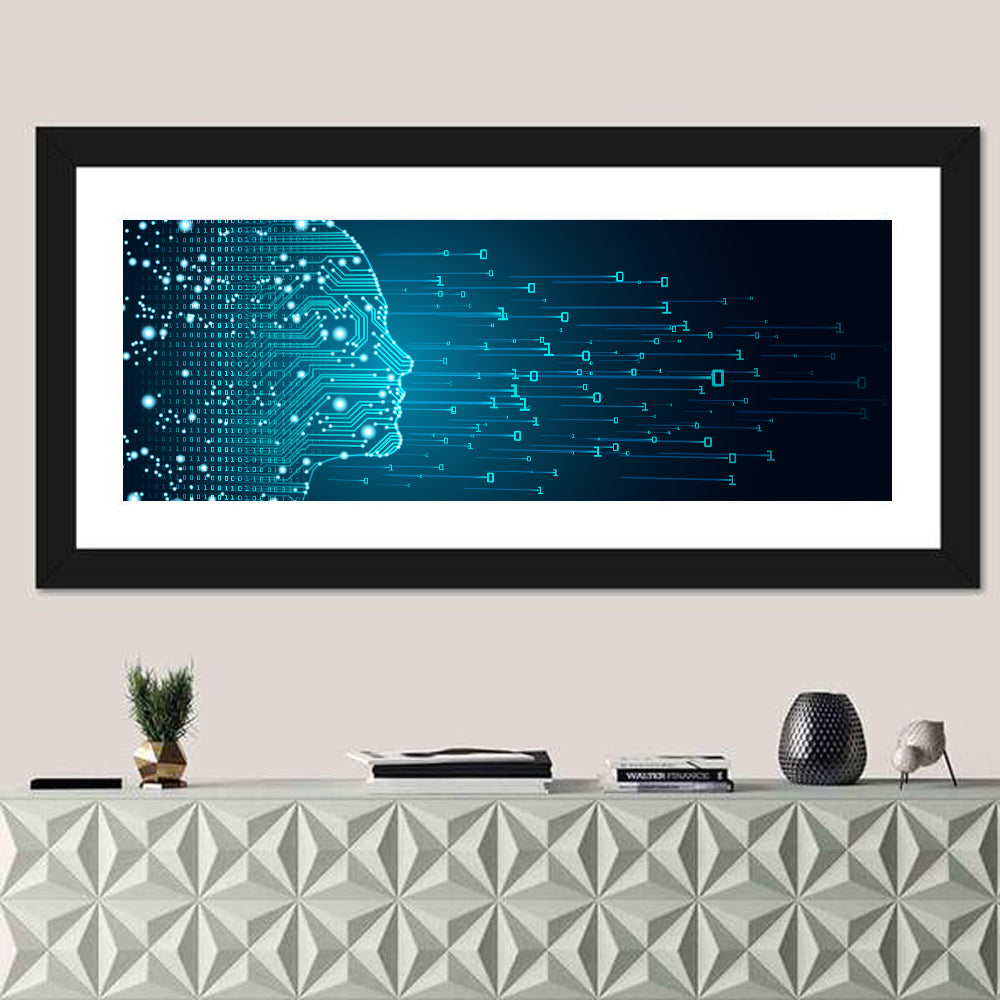 Blue Ai Head Profile Wall Art