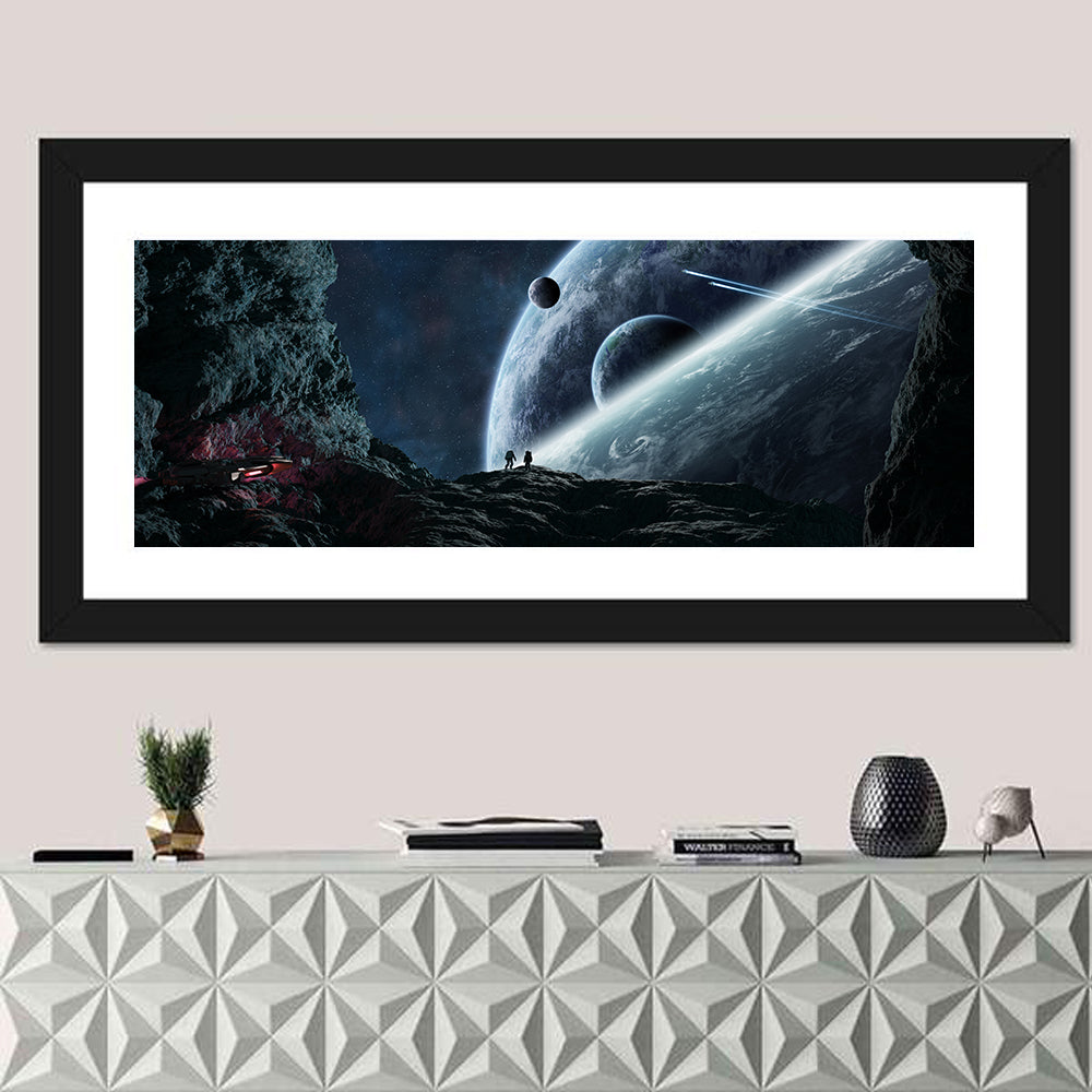 Astronaut Silhouettes in Cave Wall Art