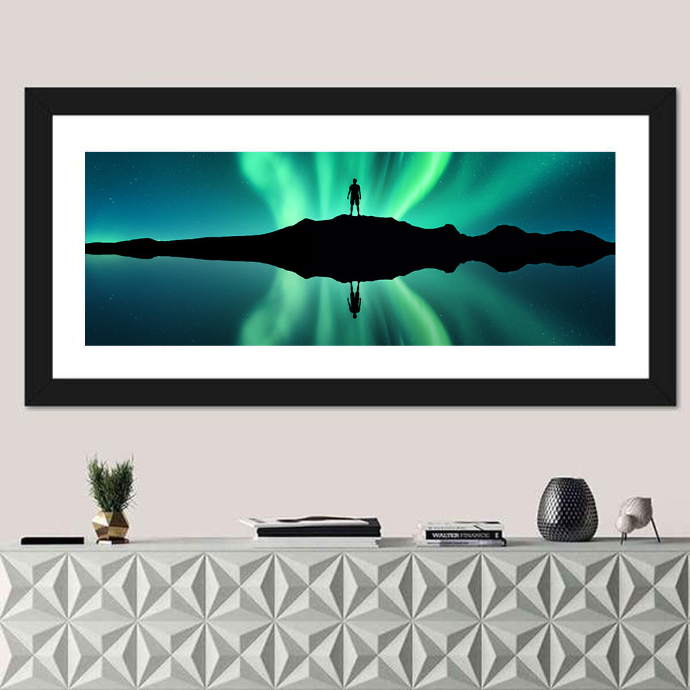 Northern Lights Over Mountain Lake, Norway Wall Art