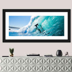Sunlit Blue Wave with Surfer Wall Art