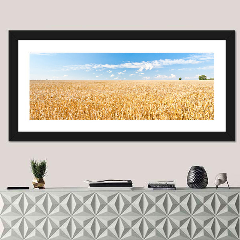 Golden Wheat Field with Blue Sky Wall Art