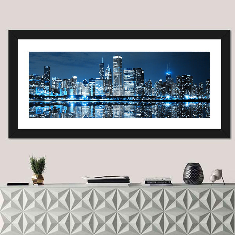 Chicago Skyline at Night Wall Art