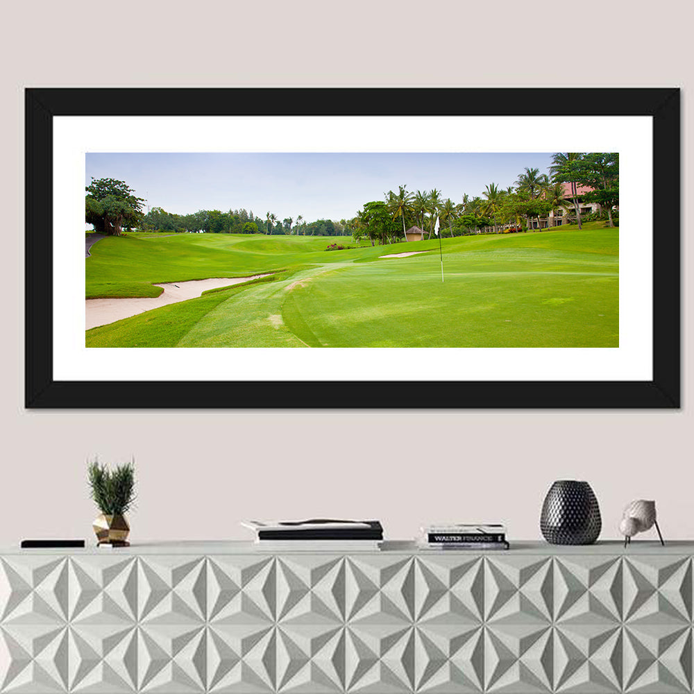 Sunny Putting Green with Palm Trees Wall Art