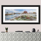 Frosted Autumn River Landscape Wall Art