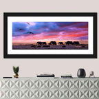 Elephants at Savannah Sunset Wall Art