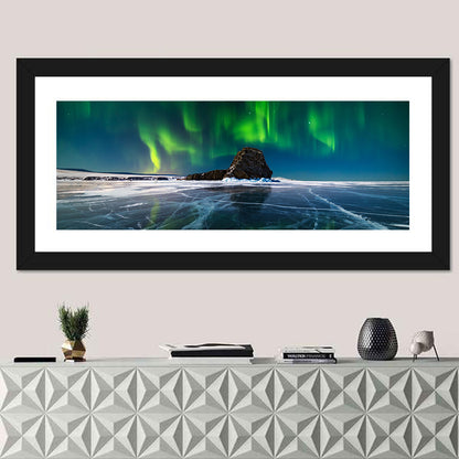 Aurora Borealis Over Frozen Lake Baikal Wall Art