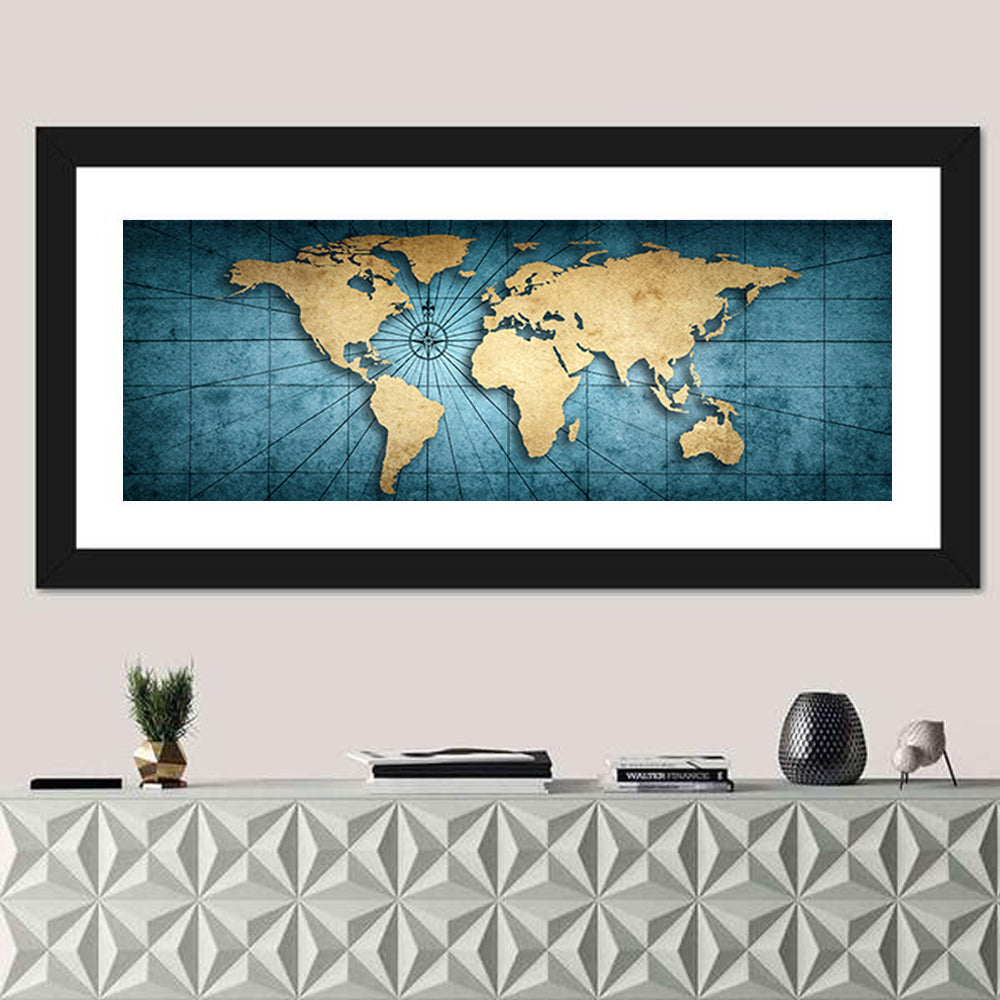 Vintage Nautical World Map Wall Art
