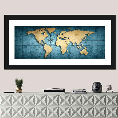 Vintage Nautical World Map Wall Art