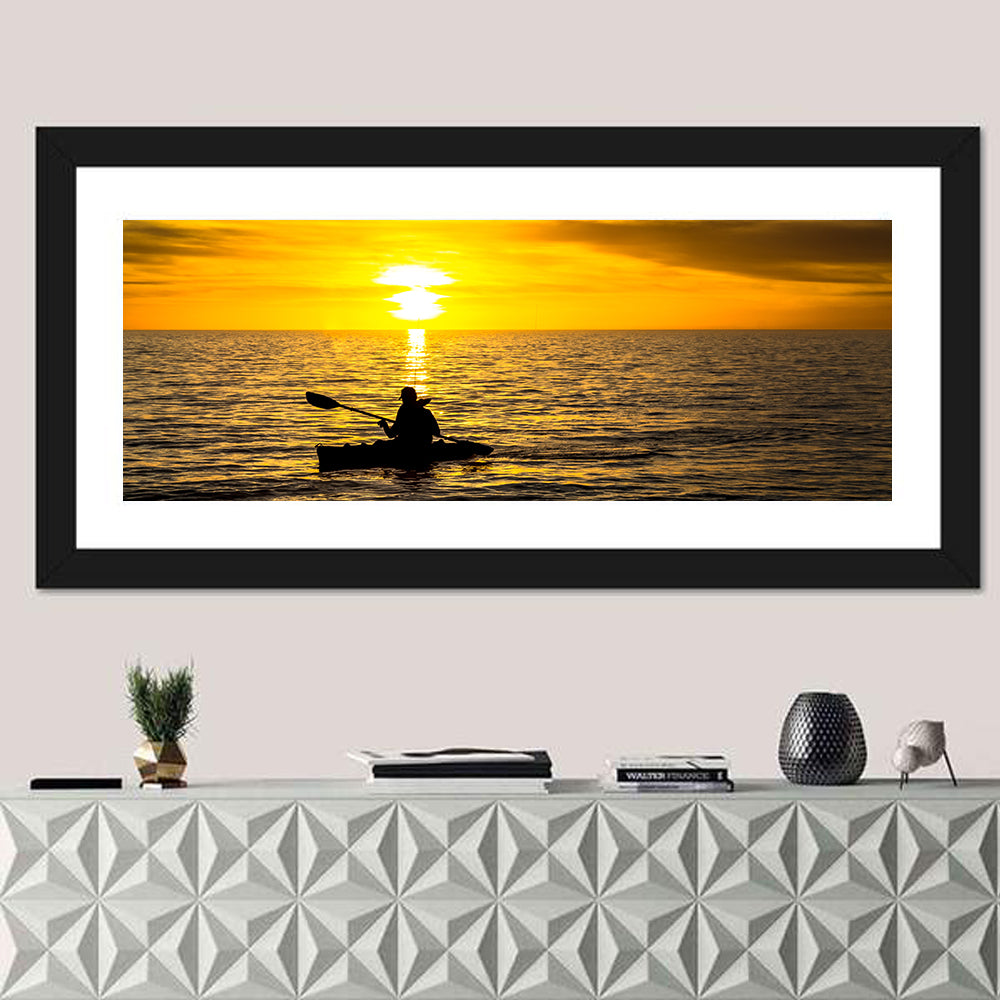 Kayaker at Golden Sunset Wall Art