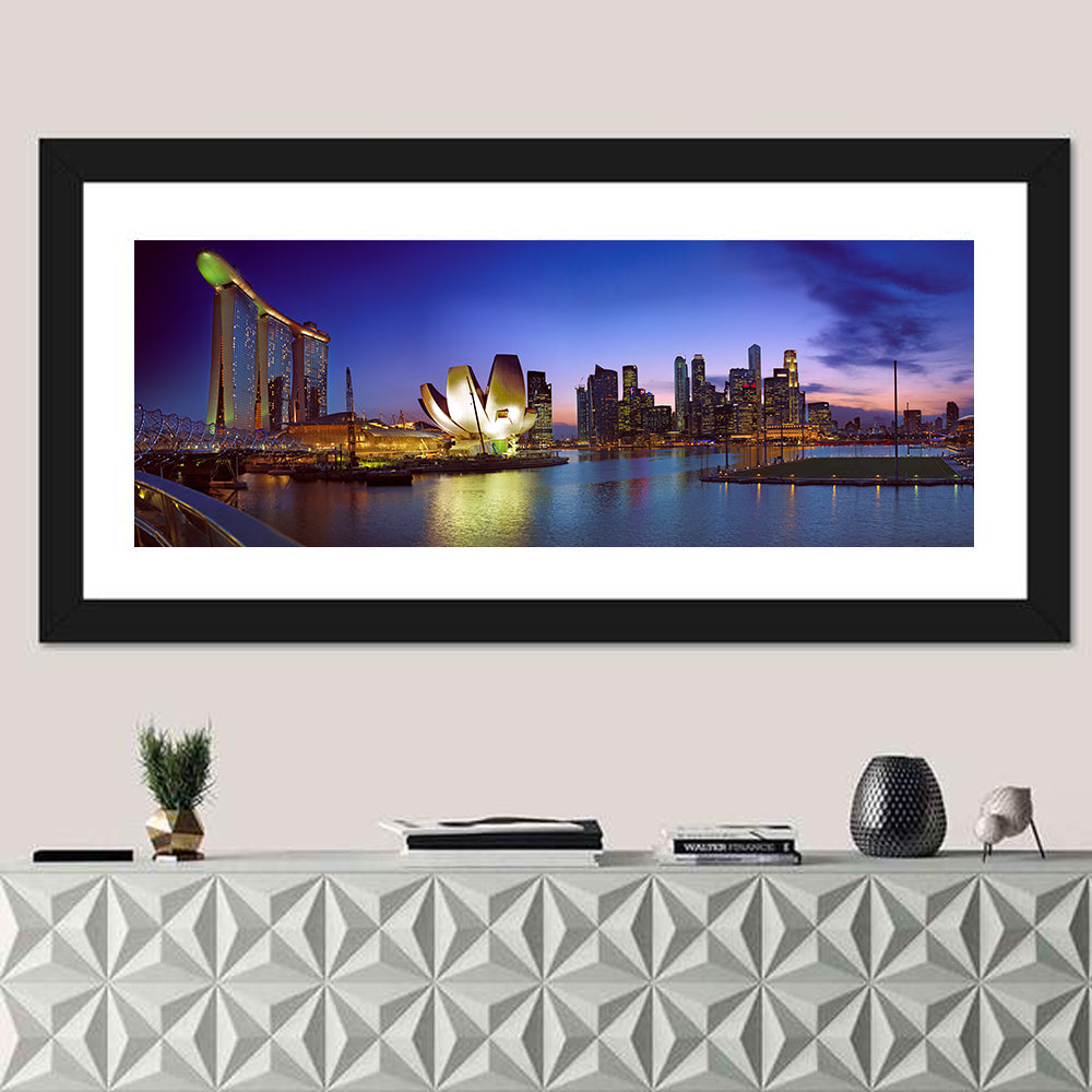 Marina Bay Sands at Twilight Wall Art in a room, panoramic