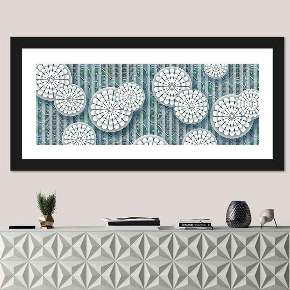 Blue Floral Scrollwork Pattern Wall Art