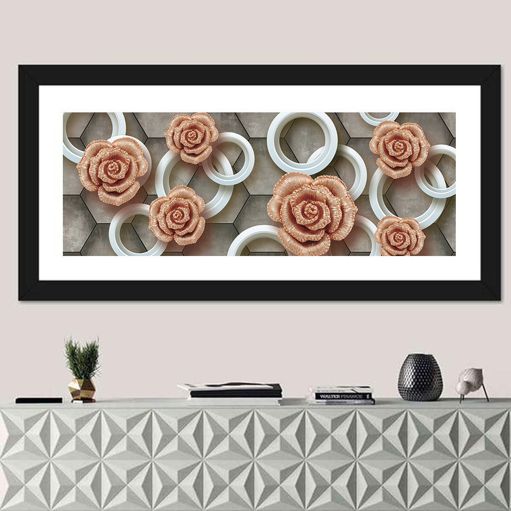 3d Rose Rings in Copper and Gold Wall Art