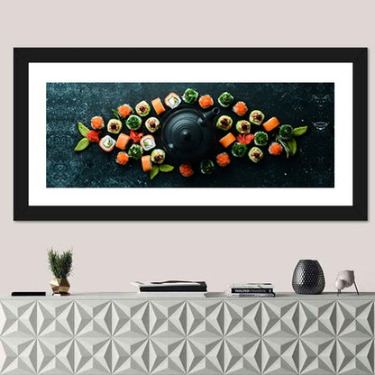 Sushi and Teapot Flat Lay Wall Art