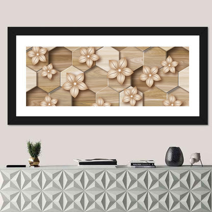 Wood Grain Honeycomb Floral Wall Art