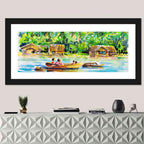 Boat in Tropical Village Wall Art