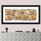 Gold Roses on Geometric Tiles Wall Art
