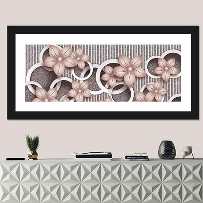 3d Floral Rings in Pink and Gray Wall Art