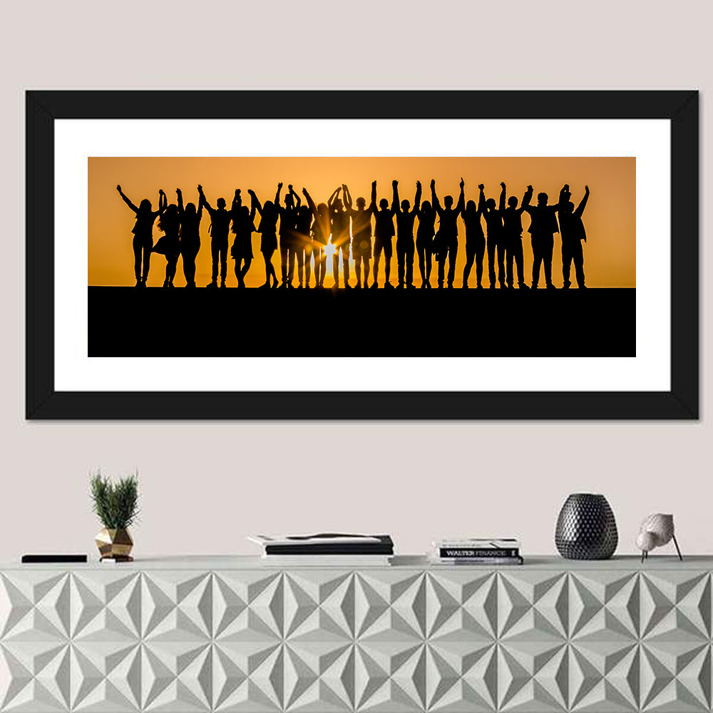 Children Silhouettes at Golden Hour Wall Art