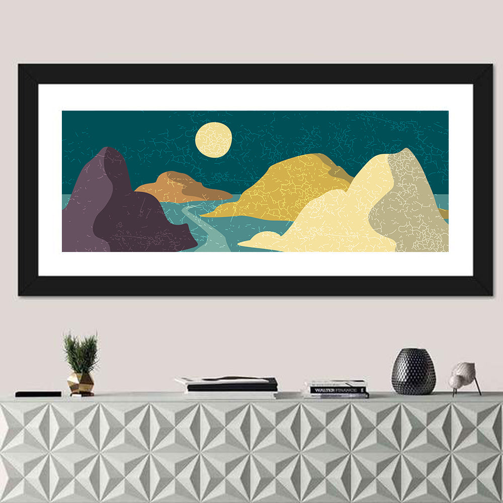 Moonlit Minimalist Mountain Wall Art