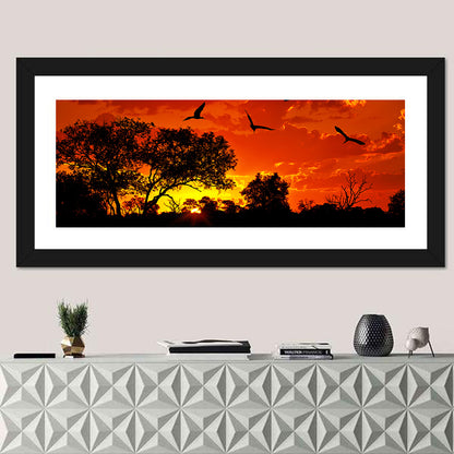 African Sunset Silhouette Wall Art