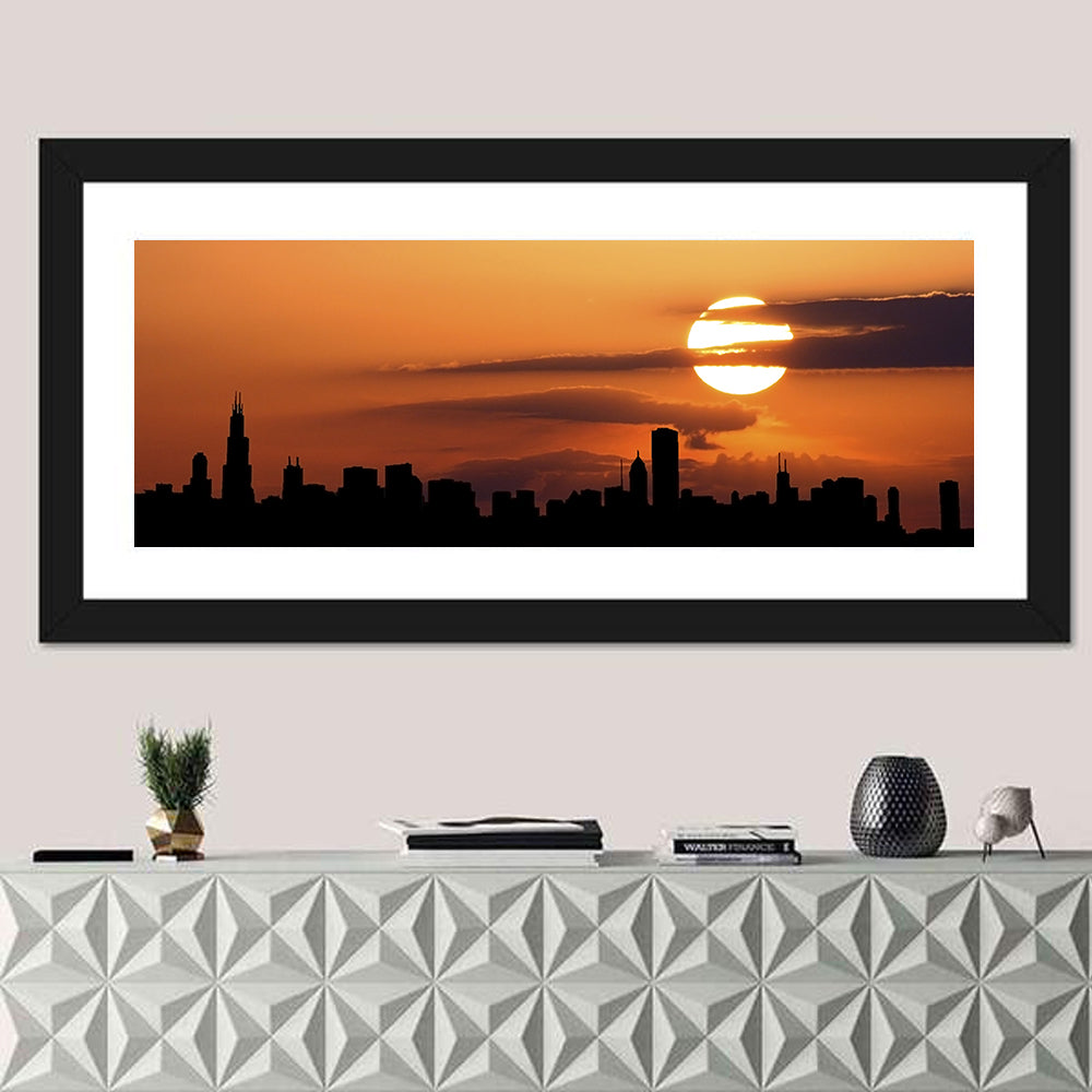 Chicago Skyline at Sunset Wall Art