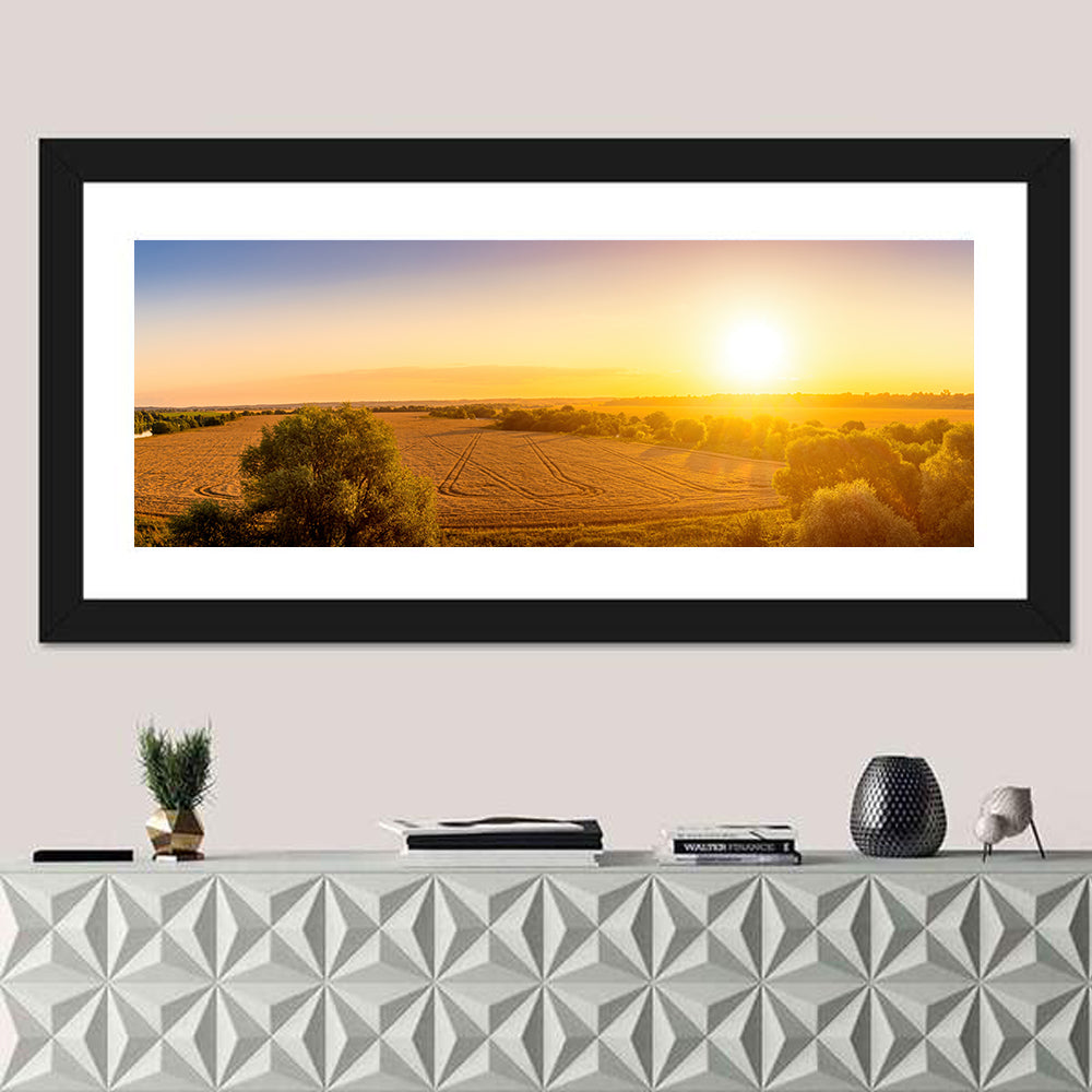 Golden Sunrise Over Wheat Field Wall Art