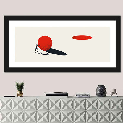 Man Pushing Sphere Wall Art