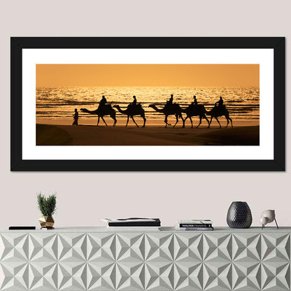 Camel Caravan at Sunset Wall Art