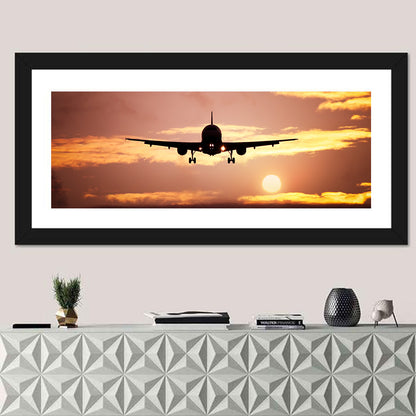Airplane with Landing Gear at Sunset Wall Art