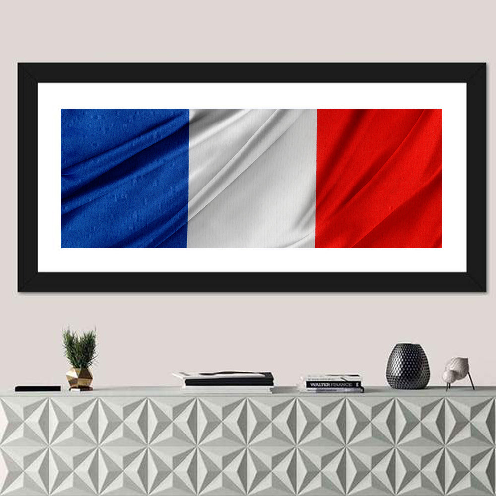 French Flag Tricolor with Folded Texture Wall Art