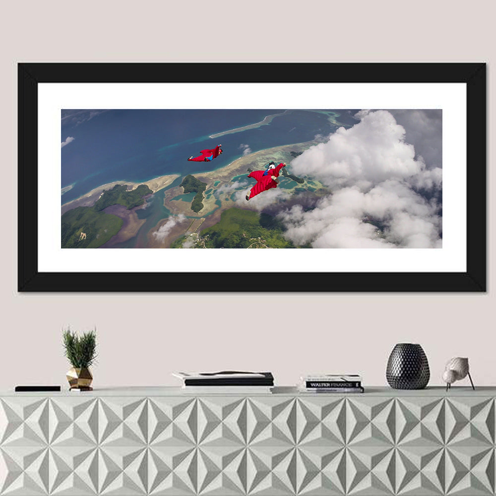 Wingsuit Duo Over Palau Coast Wall Art