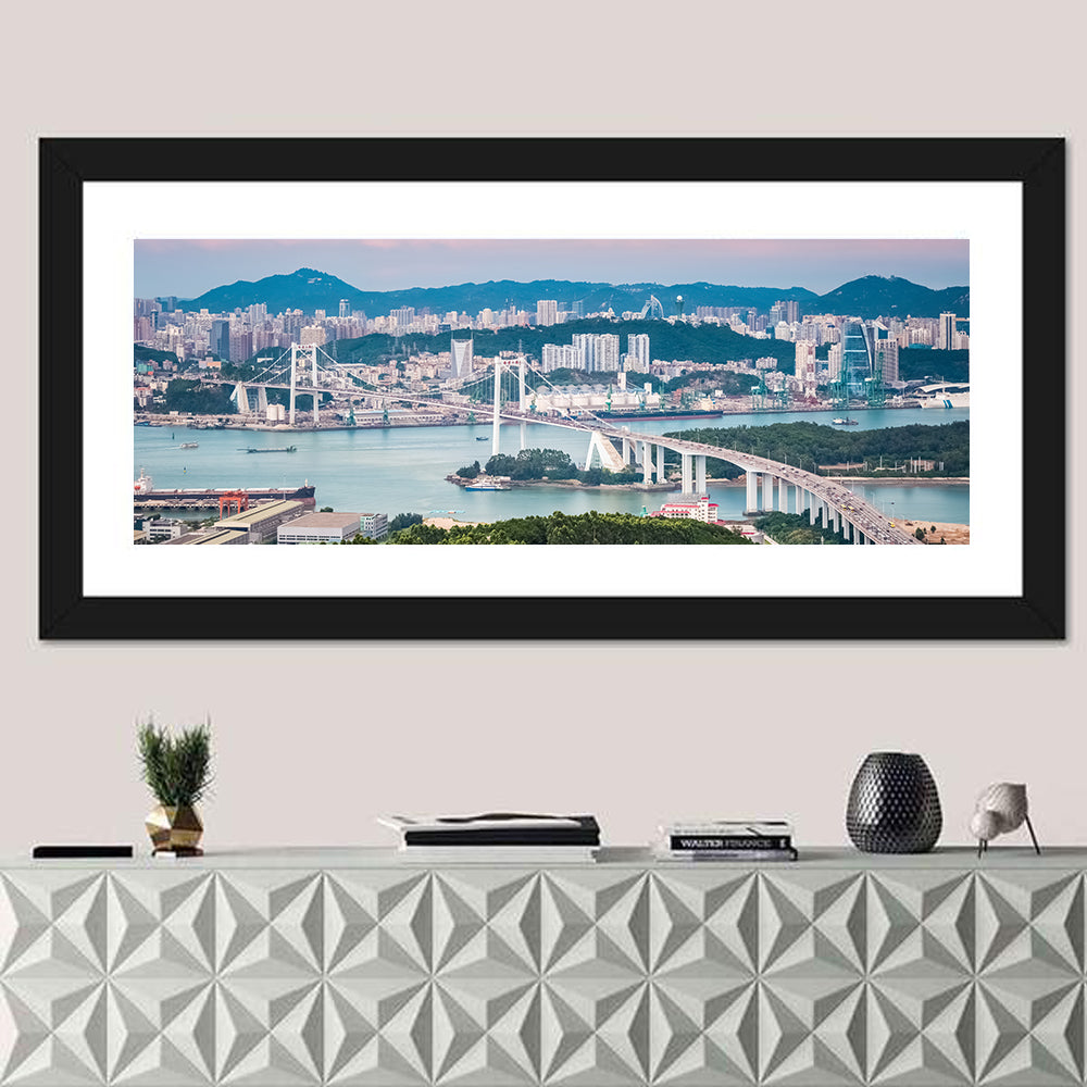 Haicang Suspension Bridge at Dusk Wall Art