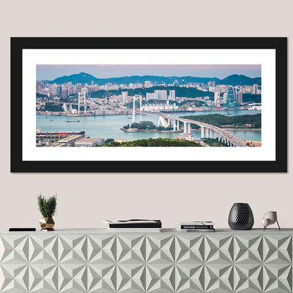 Haicang Suspension Bridge at Dusk Wall Art